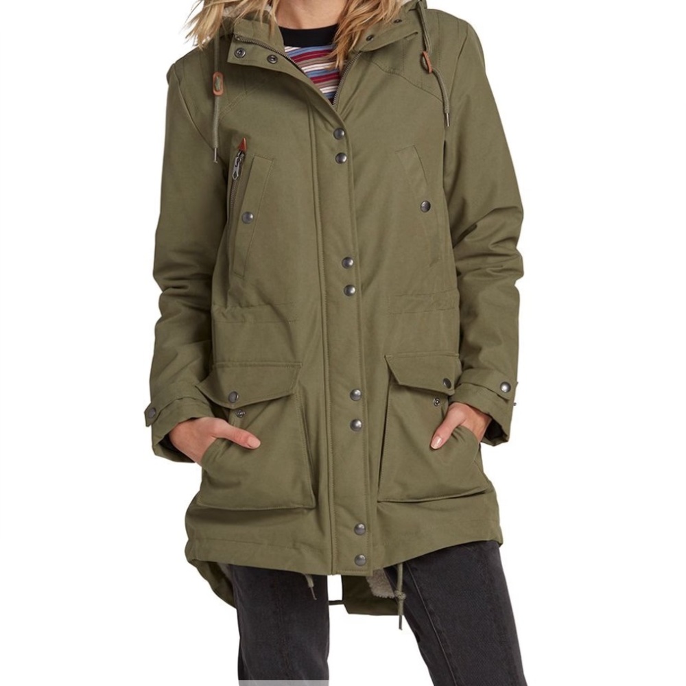 Volcom Olive Green and Cream Jacket